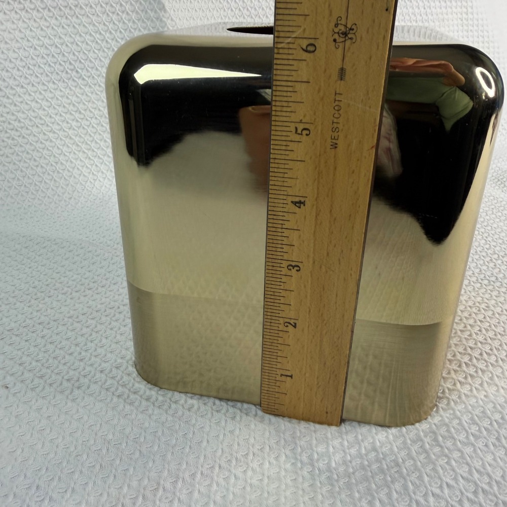 Modern Two Tone Gold Metal Square Tissue Box Cover Polished Brushed Cube - Picture 4 of 6